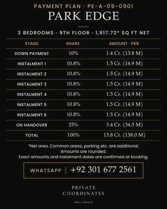 Park Edge – payment plan and floor plan, slide 2