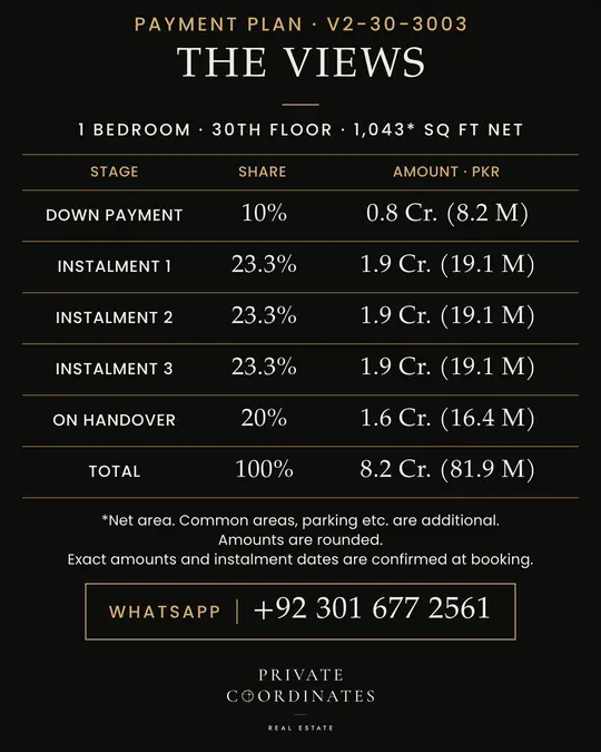 The Views – payment plan and floor plan, slide 2