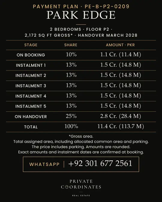 Park Edge – payment plan and floor plan, slide 2