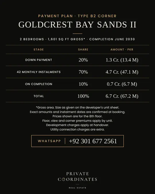 GoldCrest Bay Sands II – payment plan and floor plan, slide 3