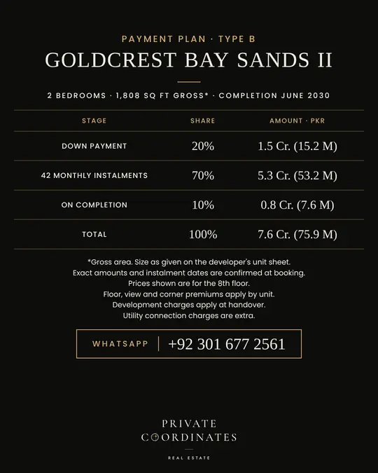 GoldCrest Bay Sands II – payment plan and floor plan, slide 3