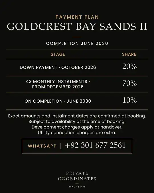 GoldCrest Bay Sands II – payment plan and floor plan, slide 5