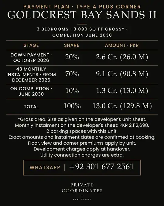 GoldCrest Bay Sands II – payment plan and floor plan, slide 2