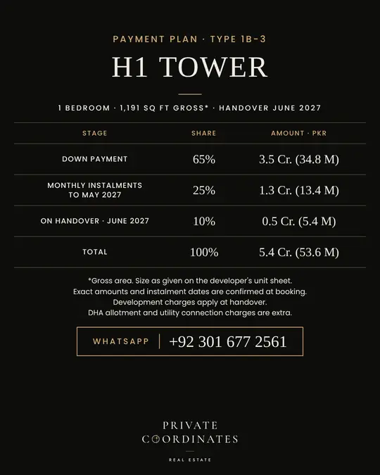 H1 Tower – payment plan and floor plan, slide 3