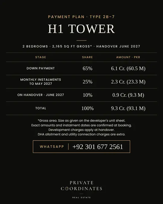 H1 Tower – payment plan and floor plan, slide 3