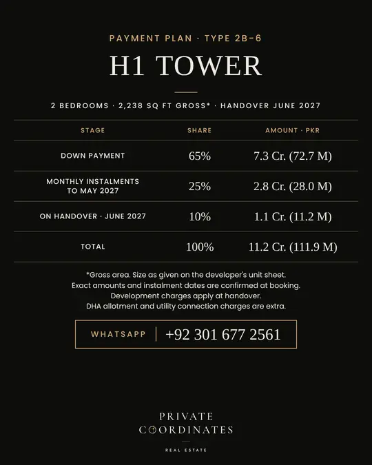 H1 Tower – payment plan and floor plan, slide 3