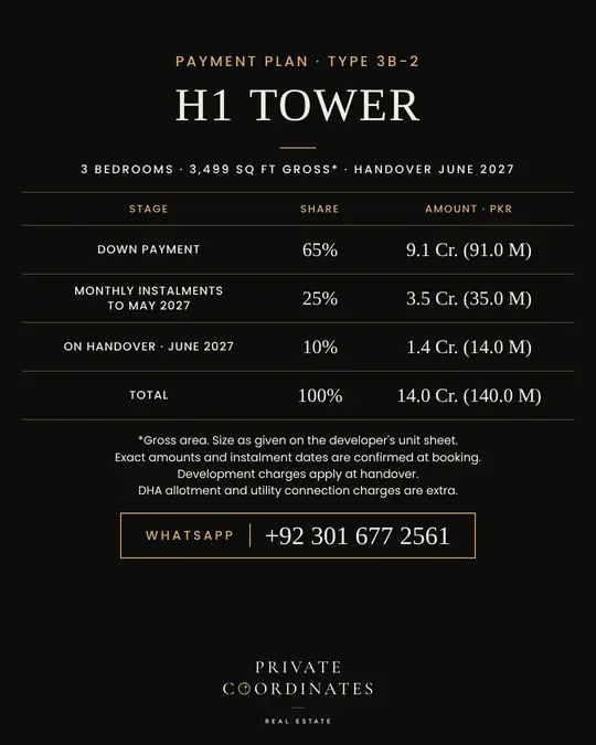 H1 Tower – payment plan and floor plan, slide 3