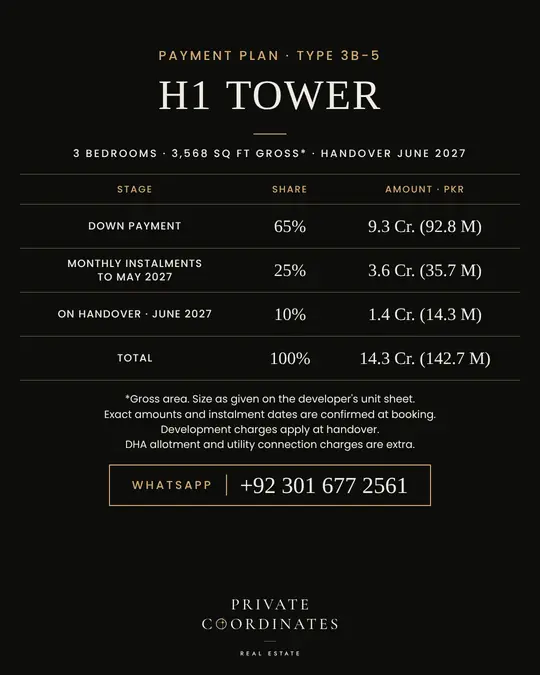 H1 Tower – payment plan and floor plan, slide 3
