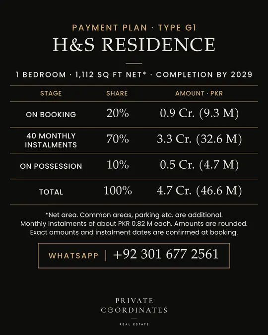 H&S Residence – payment plan and floor plan, slide 2