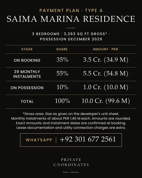 Saima Marina Residence – payment plan and floor plan, slide 2