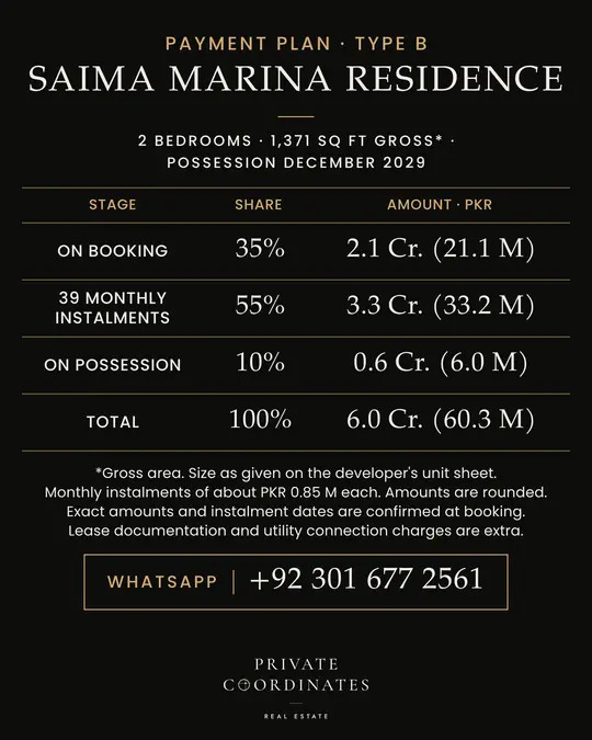 Saima Marina Residence – payment plan and floor plan, slide 2