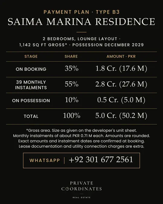 Saima Marina Residence – payment plan and floor plan, slide 2
