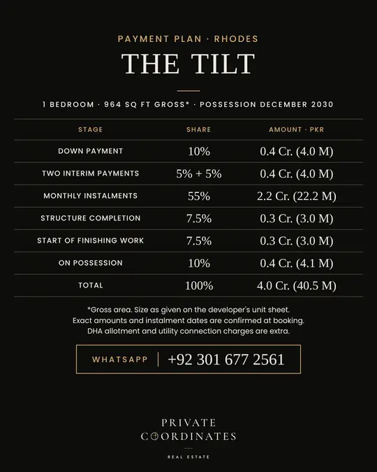 The Tilt – payment plan and floor plan, slide 3