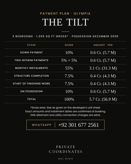 The Tilt – payment plan and floor plan, slide 3