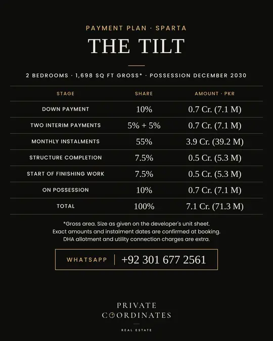 The Tilt – payment plan and floor plan, slide 3