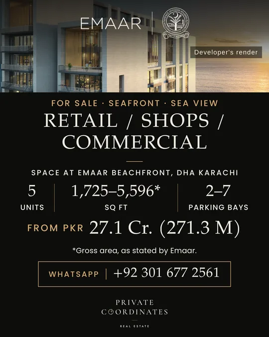 Retail / Shops / Commercial space at Emaar Beachfront, DHA Karachi